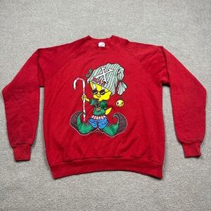 Vintage Looney Tunes Sweater Mens Size XL Red Long Sleeve Tweety Hip Hip